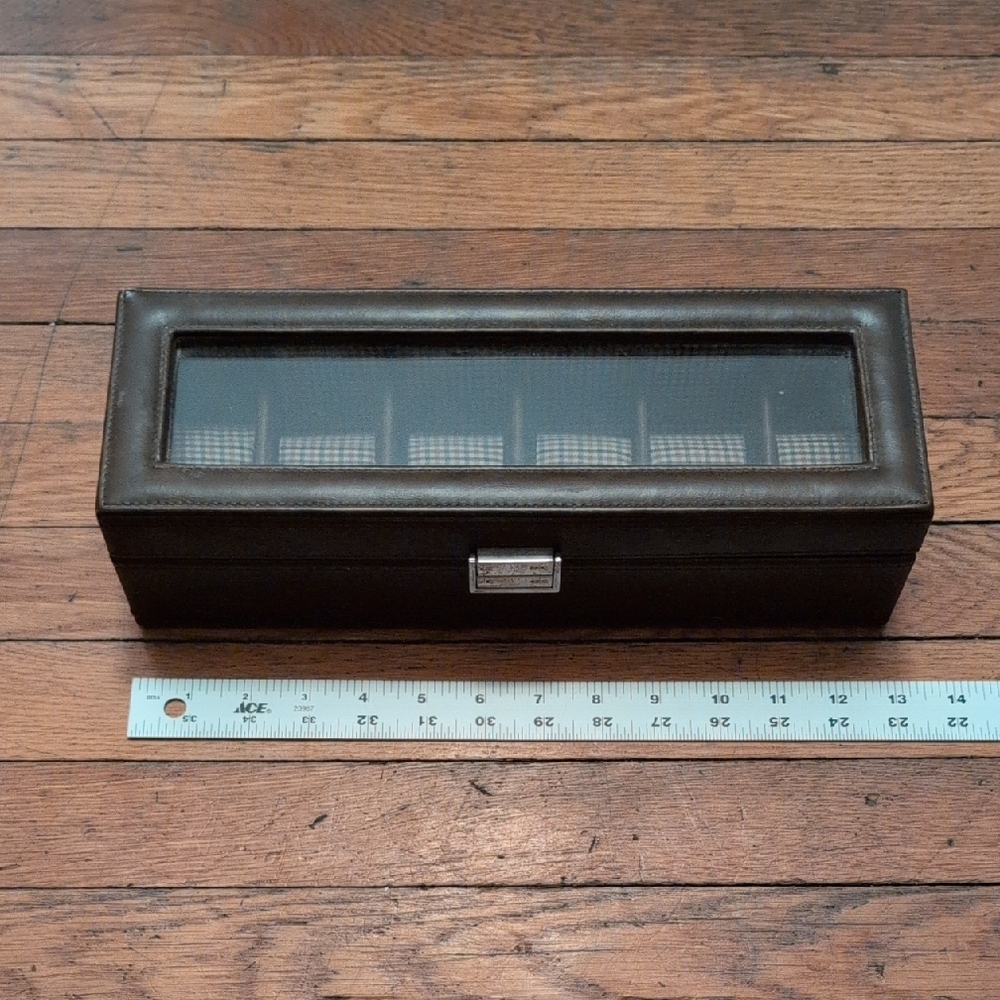 Men's Plaid and Brown Leatherette Watch Box